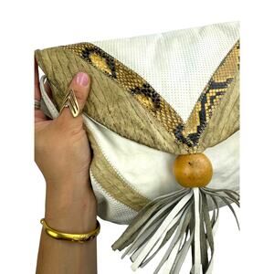 1970's genuine leather and python snakeskin tassel bag